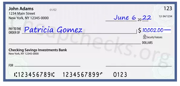 10002.00 dollars written on a check