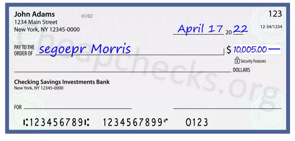 10005.00 dollars written on a check