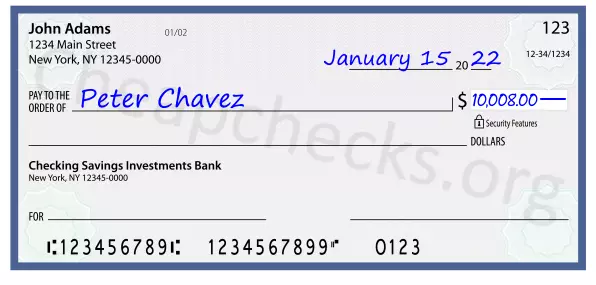 10008.00 dollars written on a check