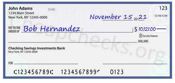 10121.00 dollars written on a check