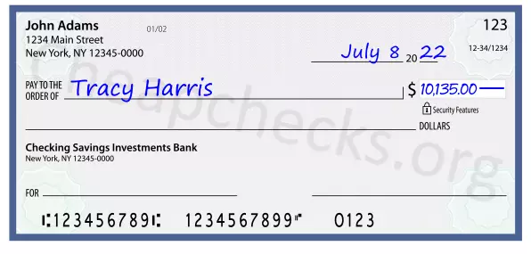 10135.00 dollars written on a check