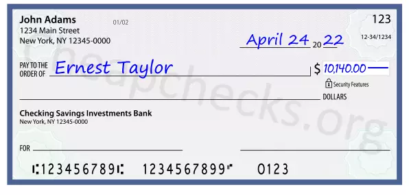 10140.00 dollars written on a check