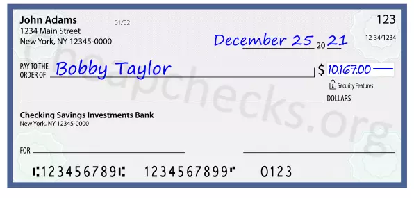 10167.00 dollars written on a check