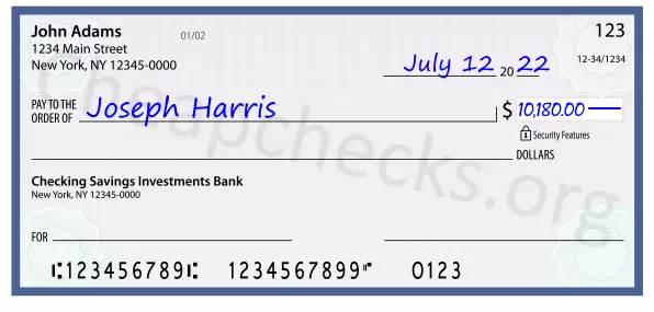 10180.00 dollars written on a check