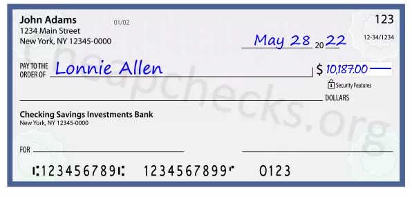 10187.00 dollars written on a check