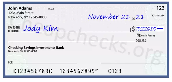 10226.00 dollars written on a check