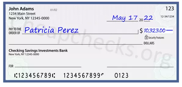 10323.00 dollars written on a check