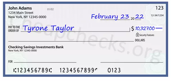 10327.00 dollars written on a check