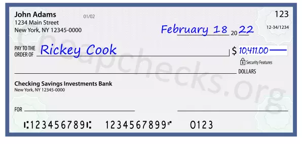 10411.00 dollars written on a check