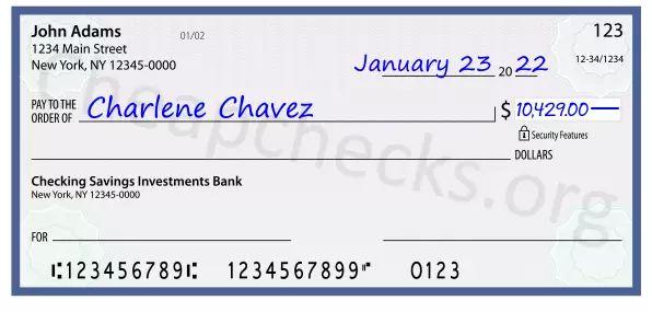 10429.00 dollars written on a check