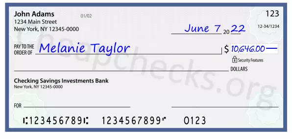 10646.00 dollars written on a check