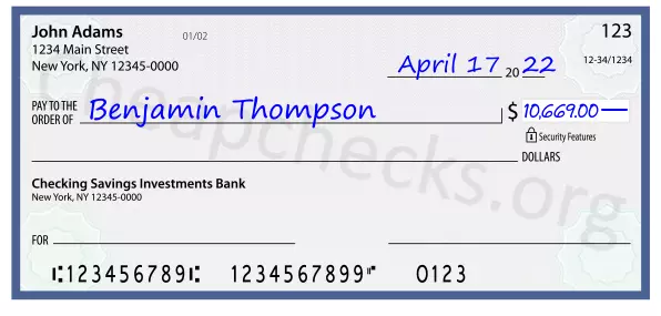 10669.00 dollars written on a check