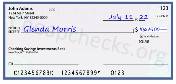 10675.00 dollars written on a check