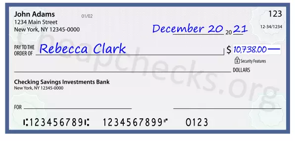 10738.00 dollars written on a check