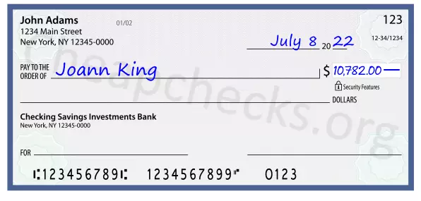 10782.00 dollars written on a check