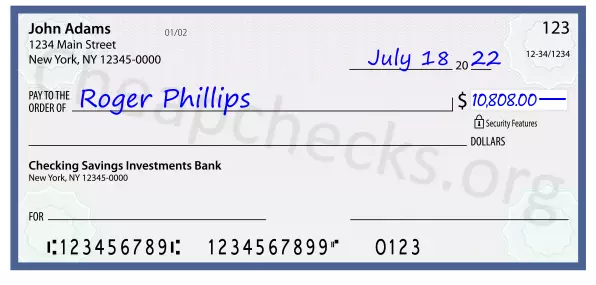 10808.00 dollars written on a check