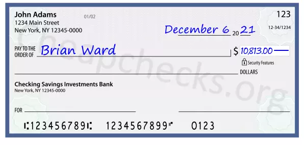 10813.00 dollars written on a check