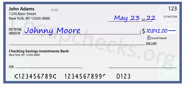 10842.00 dollars written on a check