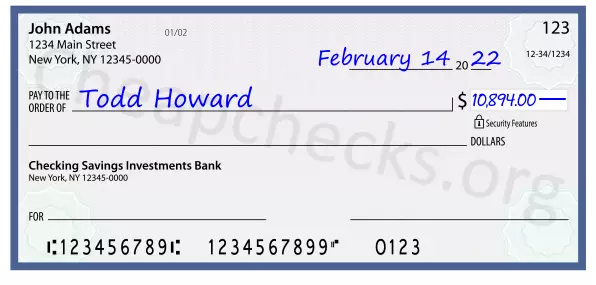 10894.00 dollars written on a check