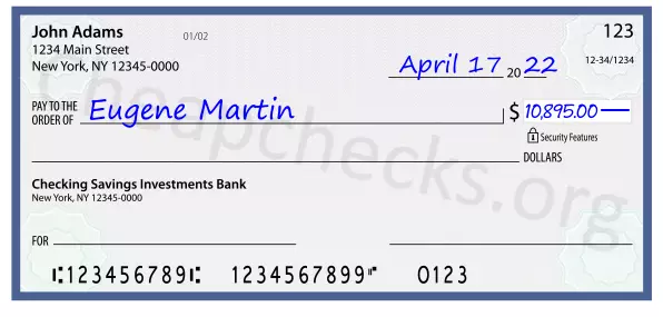 10895.00 dollars written on a check