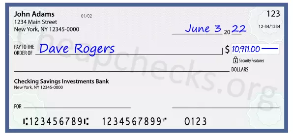 10911.00 dollars written on a check