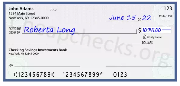 10941.00 dollars written on a check