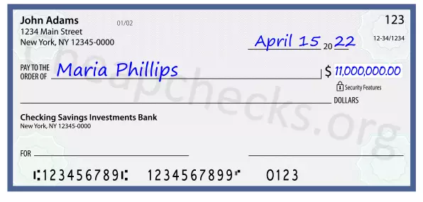 11000000.00 dollars written on a check