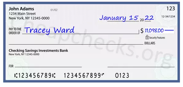 11098.00 dollars written on a check