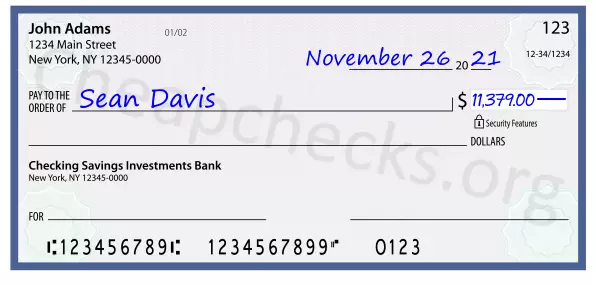 11379.00 dollars written on a check