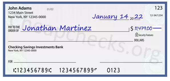 11479.00 dollars written on a check