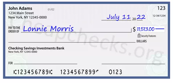 11513.00 dollars written on a check