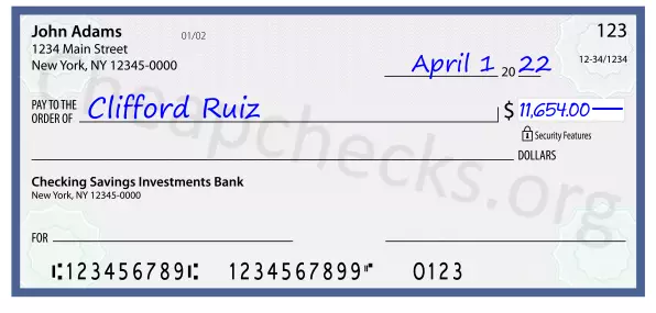 11654.00 dollars written on a check