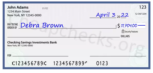 11704.00 dollars written on a check