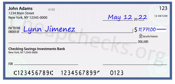 11771.00 dollars written on a check