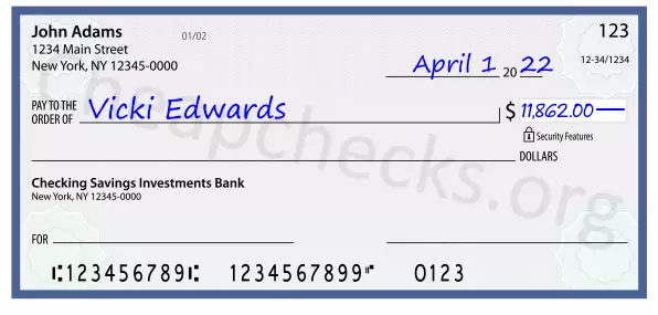 11862.00 dollars written on a check