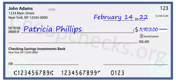 11903.00 dollars written on a check