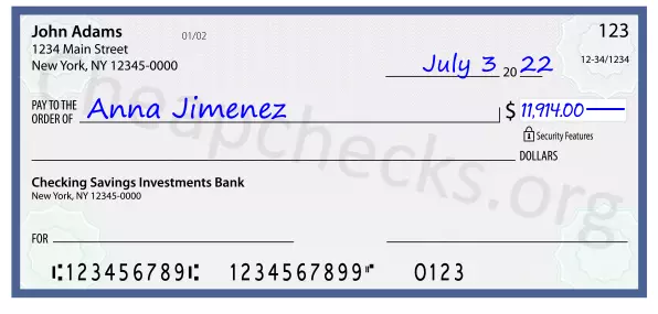 11914.00 dollars written on a check