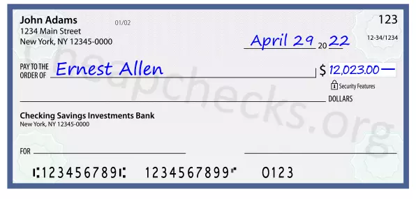 12023.00 dollars written on a check