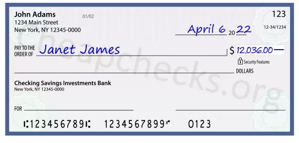 12036.00 dollars written on a check