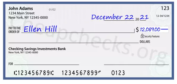 12089.00 dollars written on a check