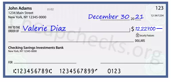 12227.00 dollars written on a check