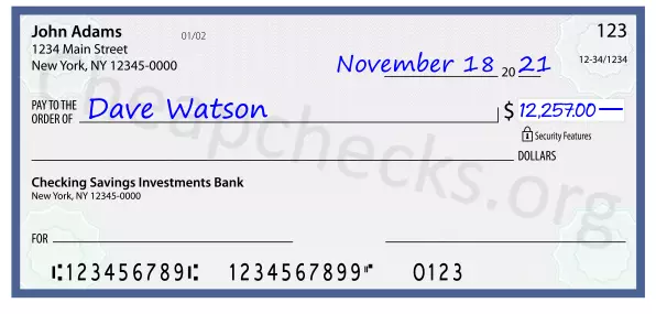 12257.00 dollars written on a check