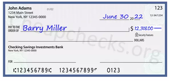 12318.00 dollars written on a check