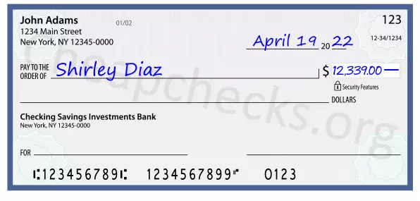 12339.00 dollars written on a check