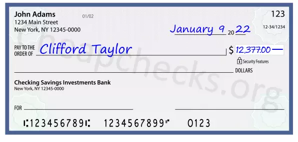 12377.00 dollars written on a check