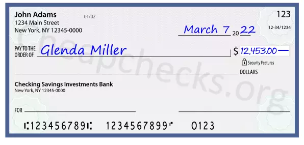 12453.00 dollars written on a check