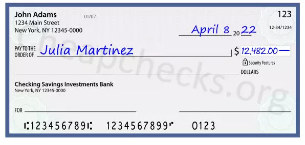 12482.00 dollars written on a check