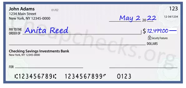 12499.00 dollars written on a check