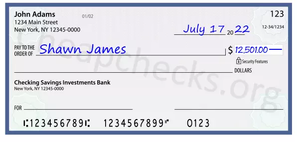 12501.00 dollars written on a check