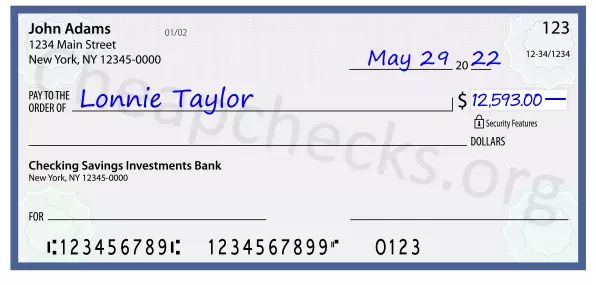 12593.00 dollars written on a check